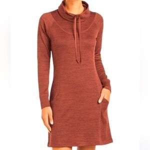 Kuhl Lea Sweater Dress Mock Turtle Neck Long Sleeve rust brown Small i1